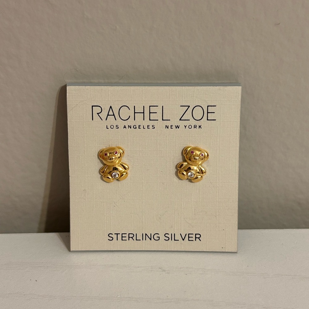 Rachel Zoe Gold and Silver Bear Earrings